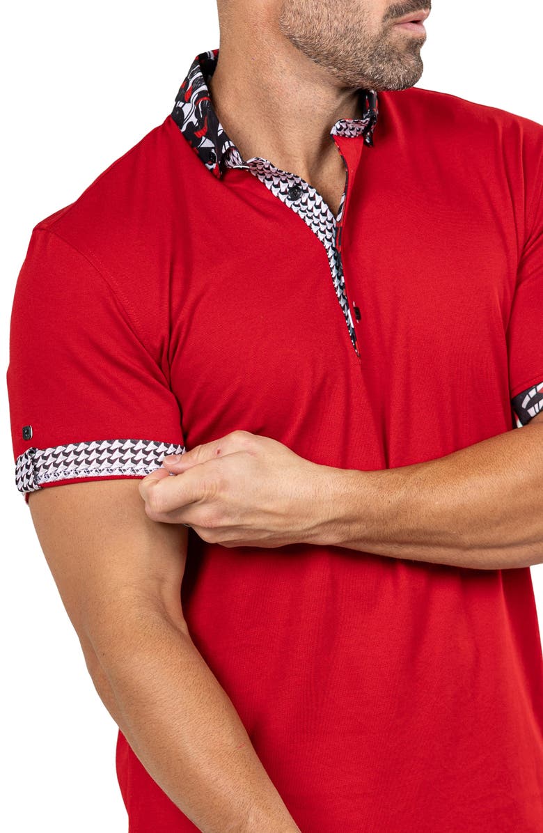 Maceoo Newton Marthyr0027 Red Button-Down Piqué Polo, Alternate, color, Red