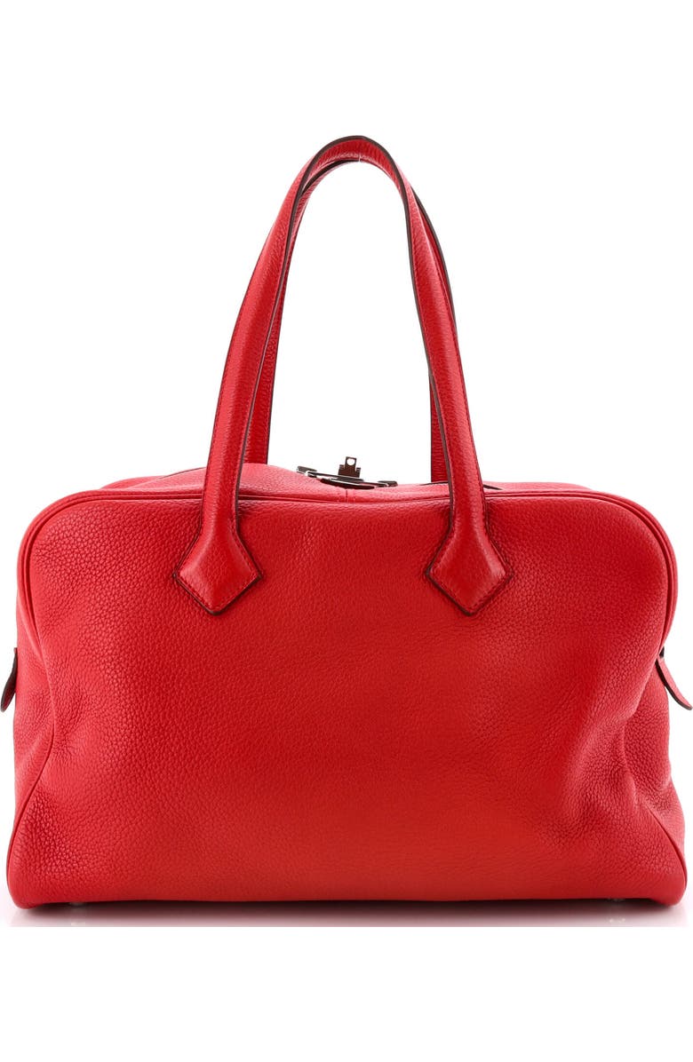 Pre-Owned Hermes Victoria II Bag Clemence 35, Alternate, color, Rouge Casaque
