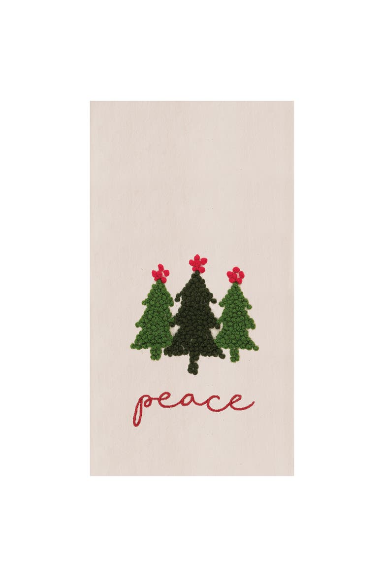 Peace Trees 100% Cotton Embroidered Flour Sack Dishtowel, Main, color, White