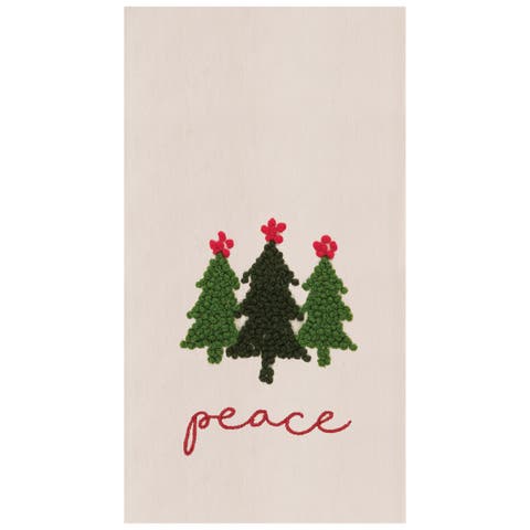 Peace Trees 100% Cotton Embroidered Flour Sack Dishtowel