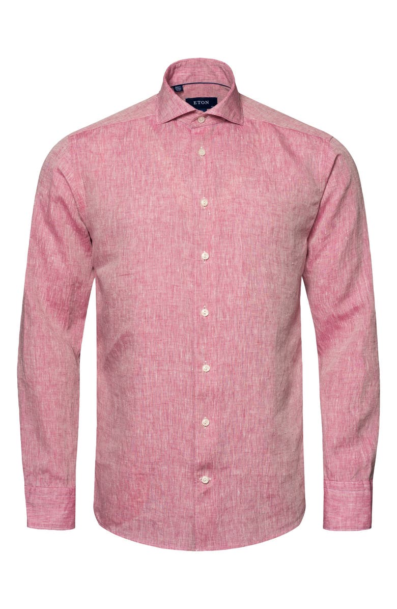 Eton Contemporary Fit Linen Dress Shirt, Alternate, color, 