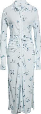 Altuzarra Claudia Floral Ruched Long Sleeve Jersey Shirtdress