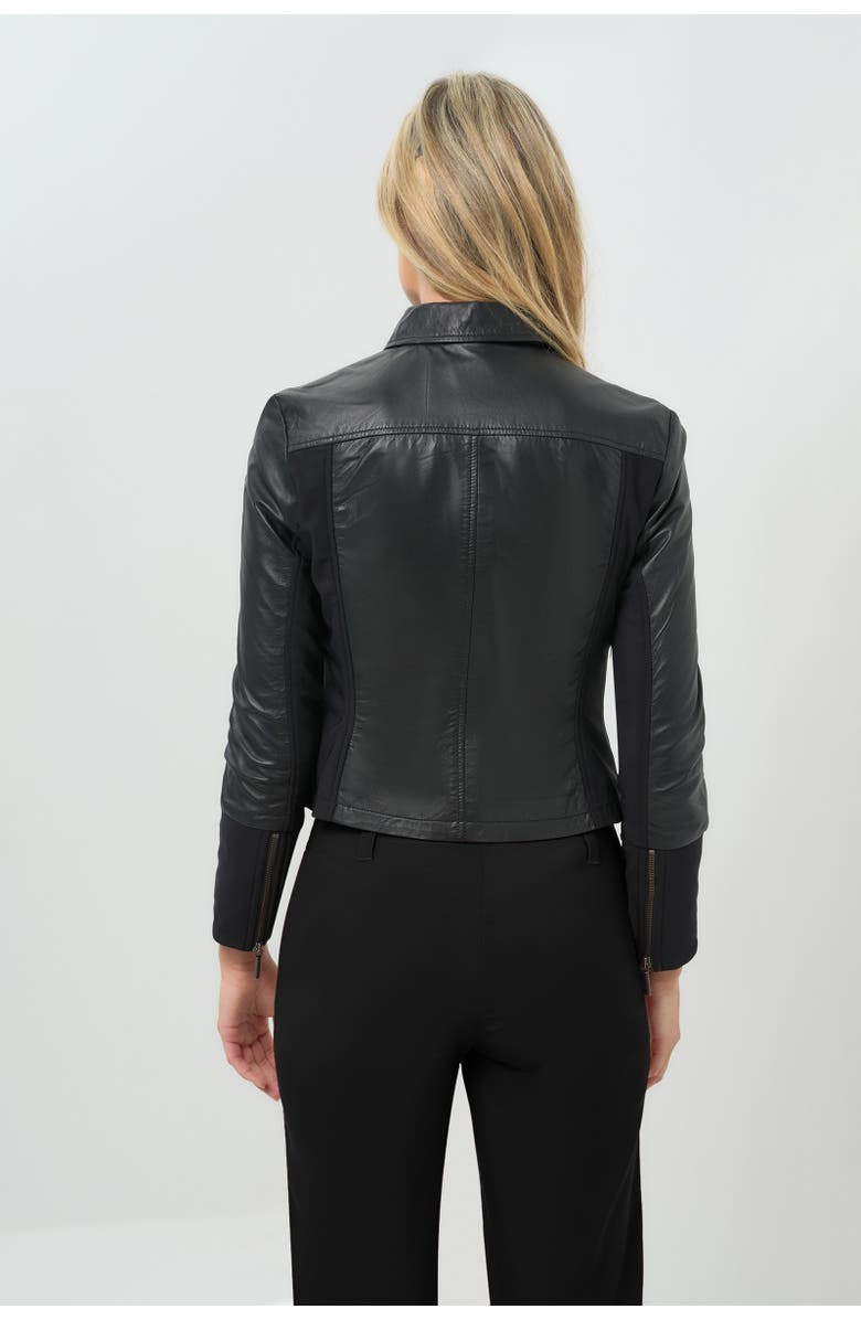 Anatomie Dill Leather Jacket With Fleece Lined Panels, Alternate, color, Black