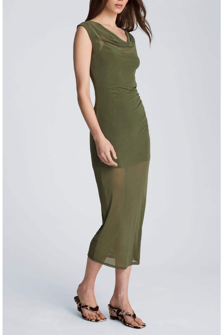 Sleeveless Cowl Neck Dress, Alternate, color, BREEN