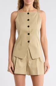 Madewell Harlow Square Neck Drapey Twill Vest