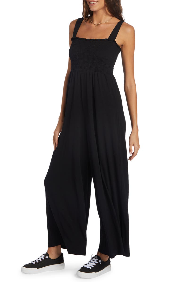 Roxy Just Passing By Smocked Bodice Jumpsuit, Alternate, color,