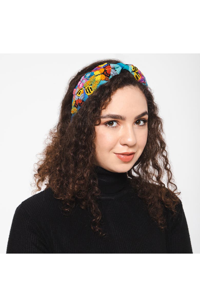 Vismaya Butterfly Embroidered Headband, Alternate, color, Blue