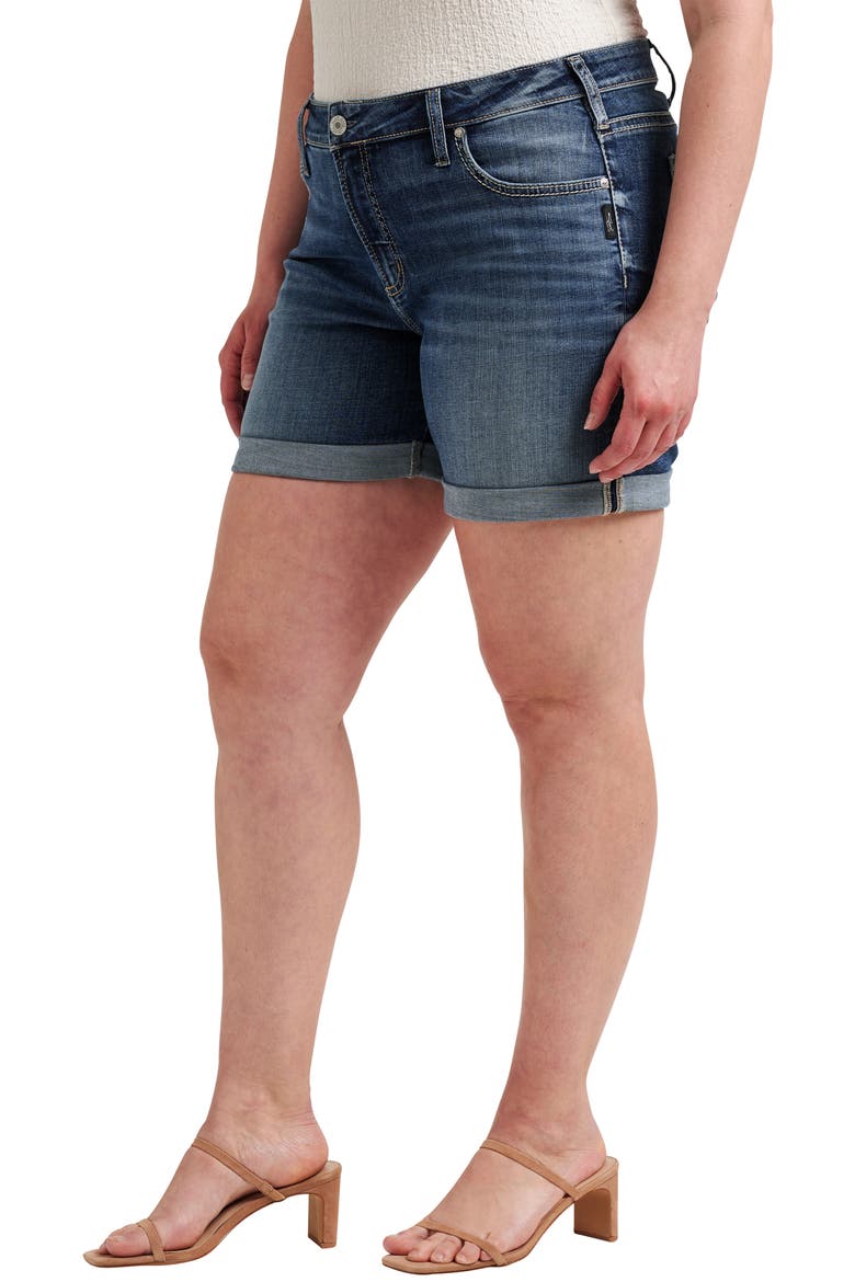 Mid Rise Denim Boyfriend Shorts, Alternate, color, INDIGO
