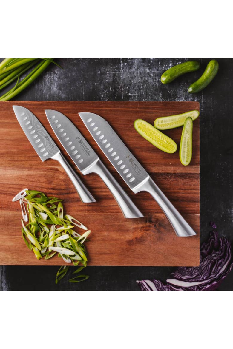 Damashiro® 3-Piece Santoku Knife Set, Alternate, color, Silver