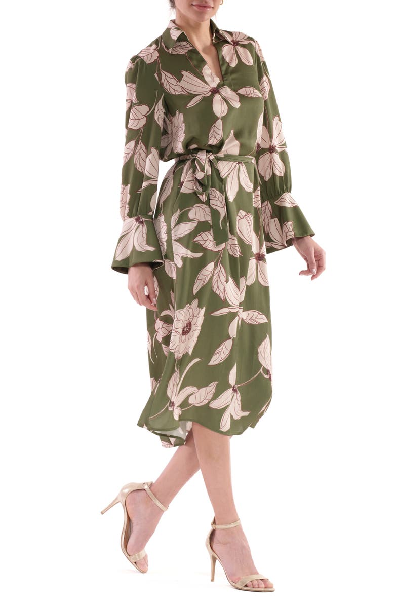 Julia Jordan Floral Long Sleeve Midi Shirtdress, Alternate, color, 