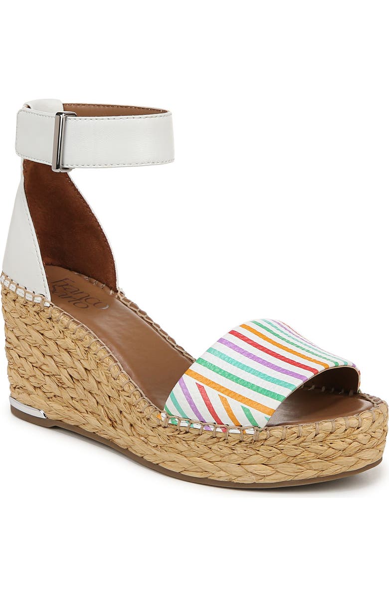 Franco Sarto Clemens Ankle Strap Wedge Sandal, Main, color, White/ White