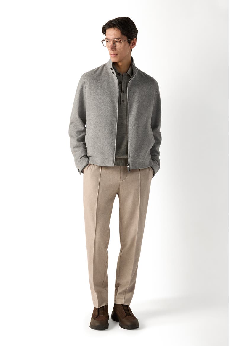 Water Repellent Wool & Cashmere Flannel Jacket, Alternate, color, GREY MELANGE