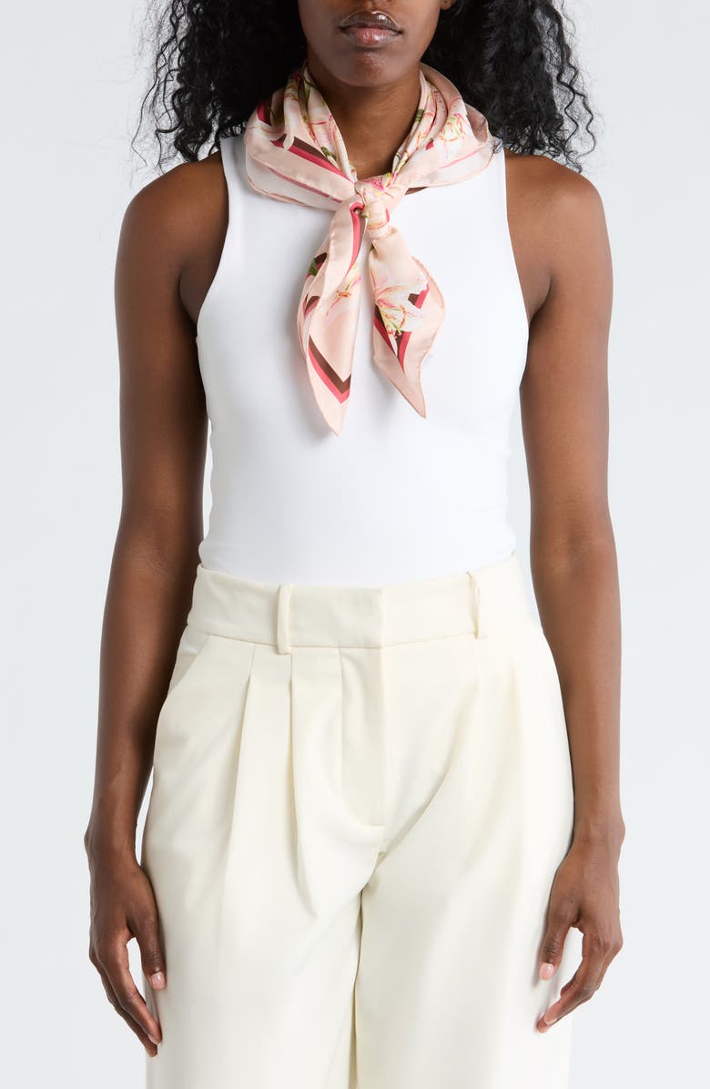 Ted Baker London Floral Silk Square Scarf, Main, color, Pink