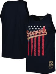 Mitchell & Ness Men's Mitchell & Ness Navy Milwaukee Brewers Cooperstown Collection Stars and Stripes Tank Top