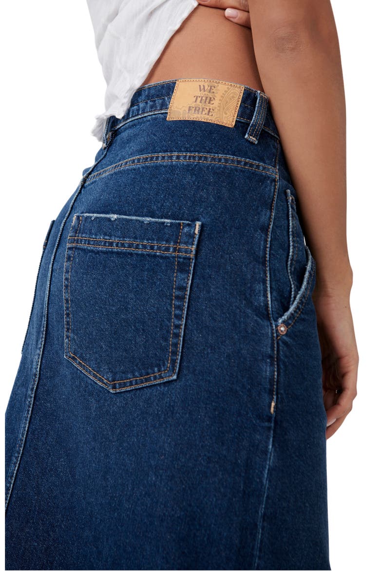Wild Roses Denim Midi Skirt, Alternate, color, DARK INDIGO