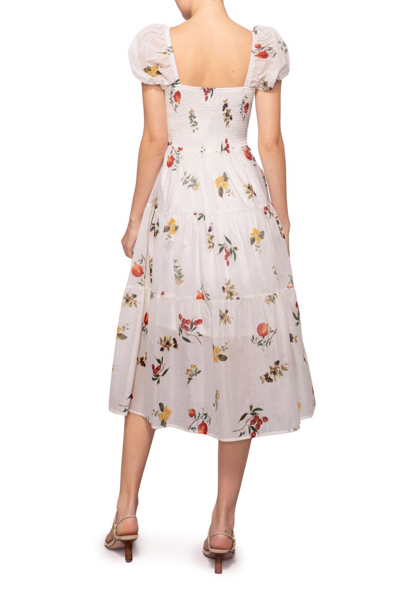 Ditsy Print Midi Dress, Alternate, color, IVORY FRUIT BRANCH