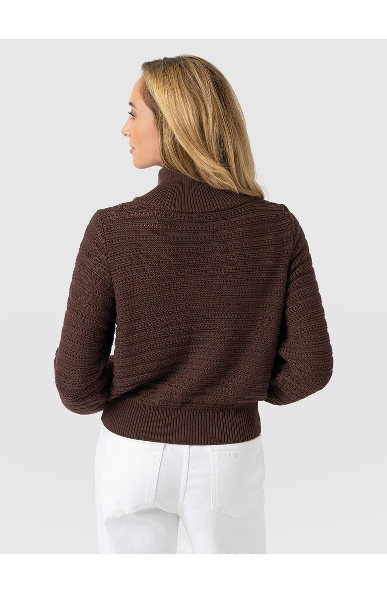 Saint + Sofia Ester Quarter Zip Knit, Alternate, color, Chocolate