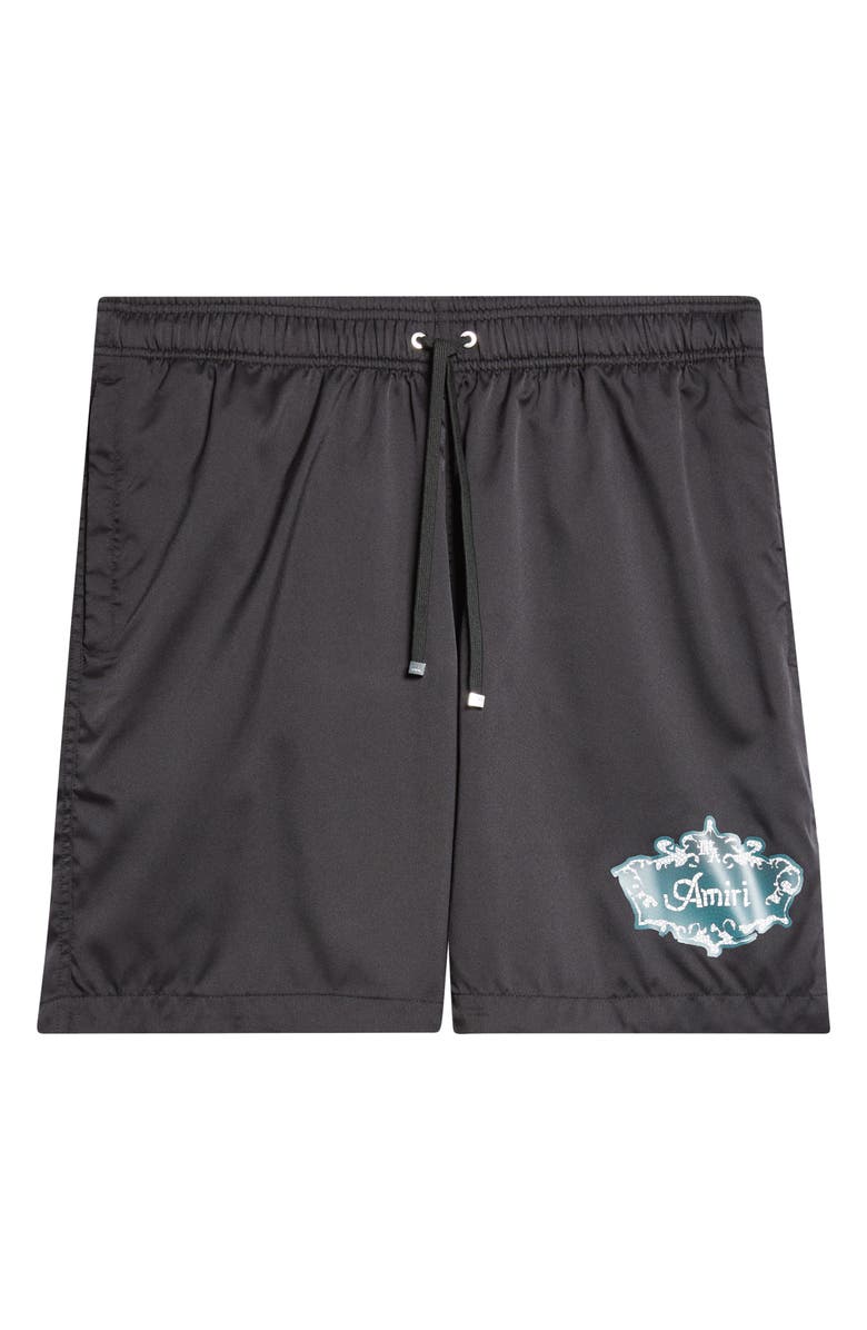 AMIRI Chateau Crest Swim Trunks, Main, color, Black