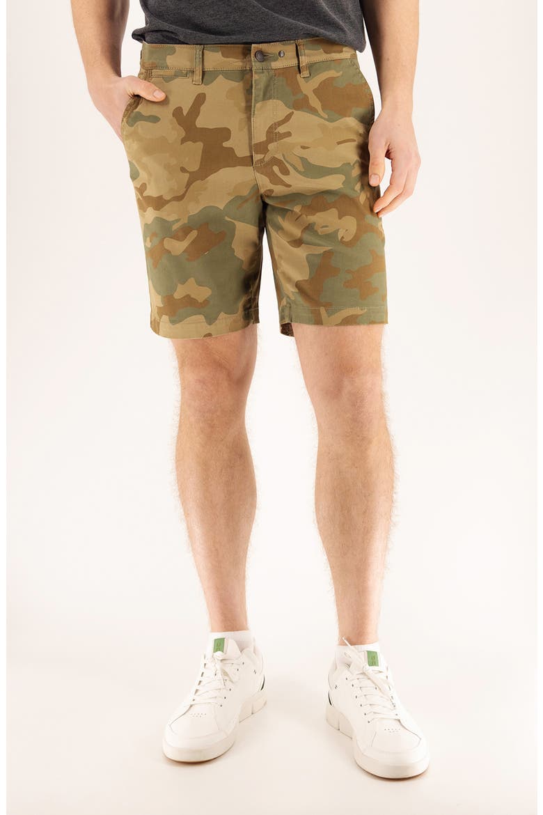 Camo Print 9-Inch Performance Stretch Chino Shorts, Main, color, DUSTY CAMO