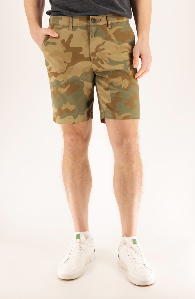 Devil-Dog Dungarees Camo Print 9-Inch Performance Stretch Chino Shorts, Main, color, Dusty Camo