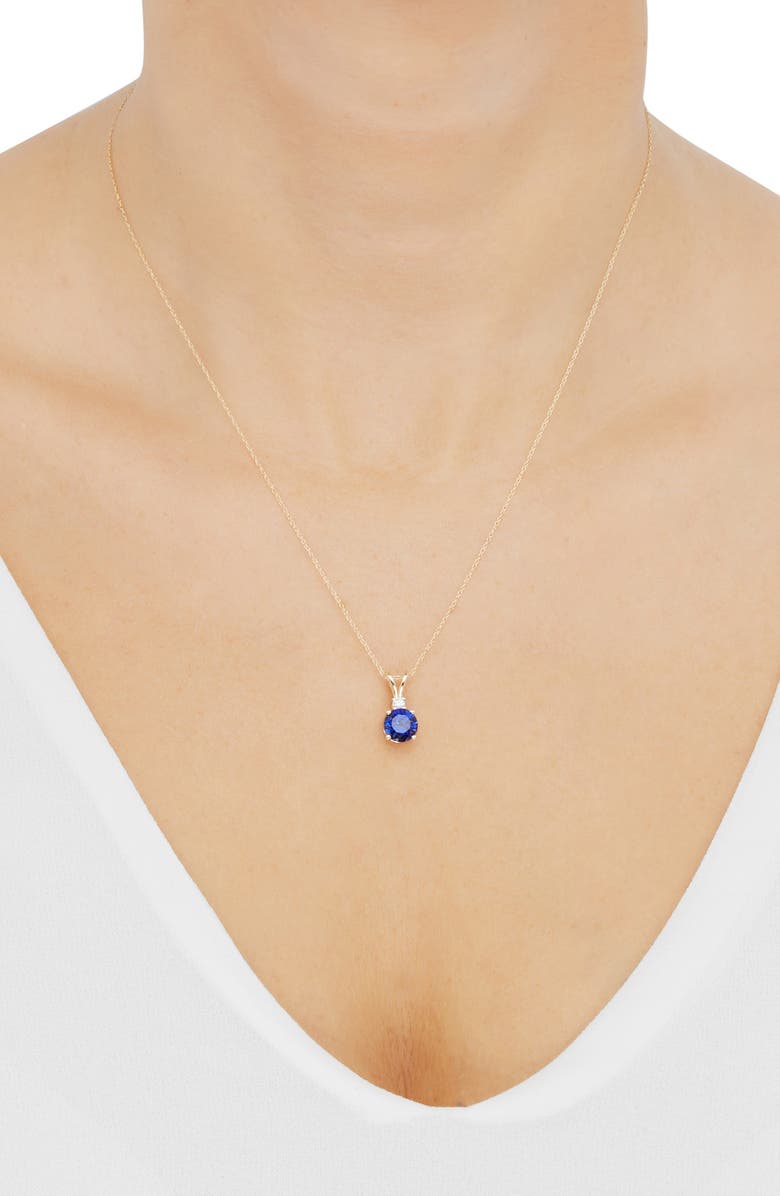 Frankie & Zoe 10K Yellow Gold Lab Grown Sapphire & Lab Grown Diamond Pendant Necklace, Alternate, color, Yellow Gold