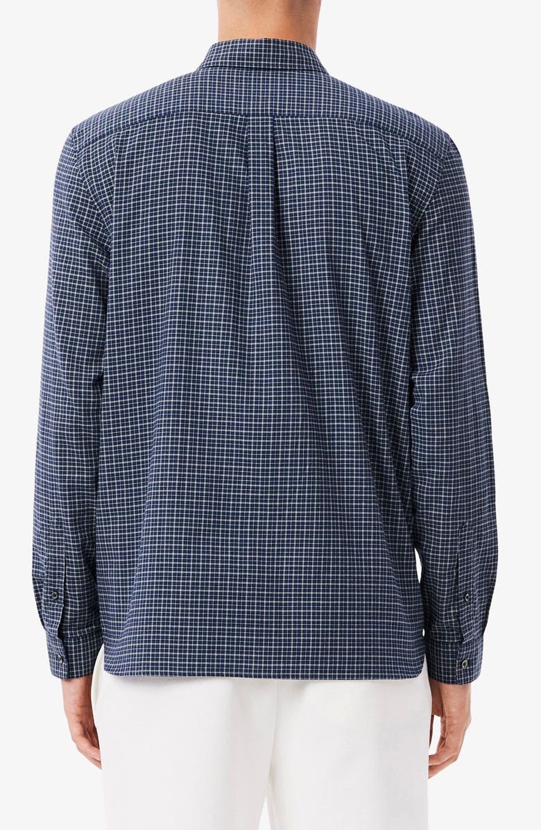 Lacoste Regular Fit Plaid Flannel Button-Up Shirt, Alternate, color, Navy Blue/ Flour