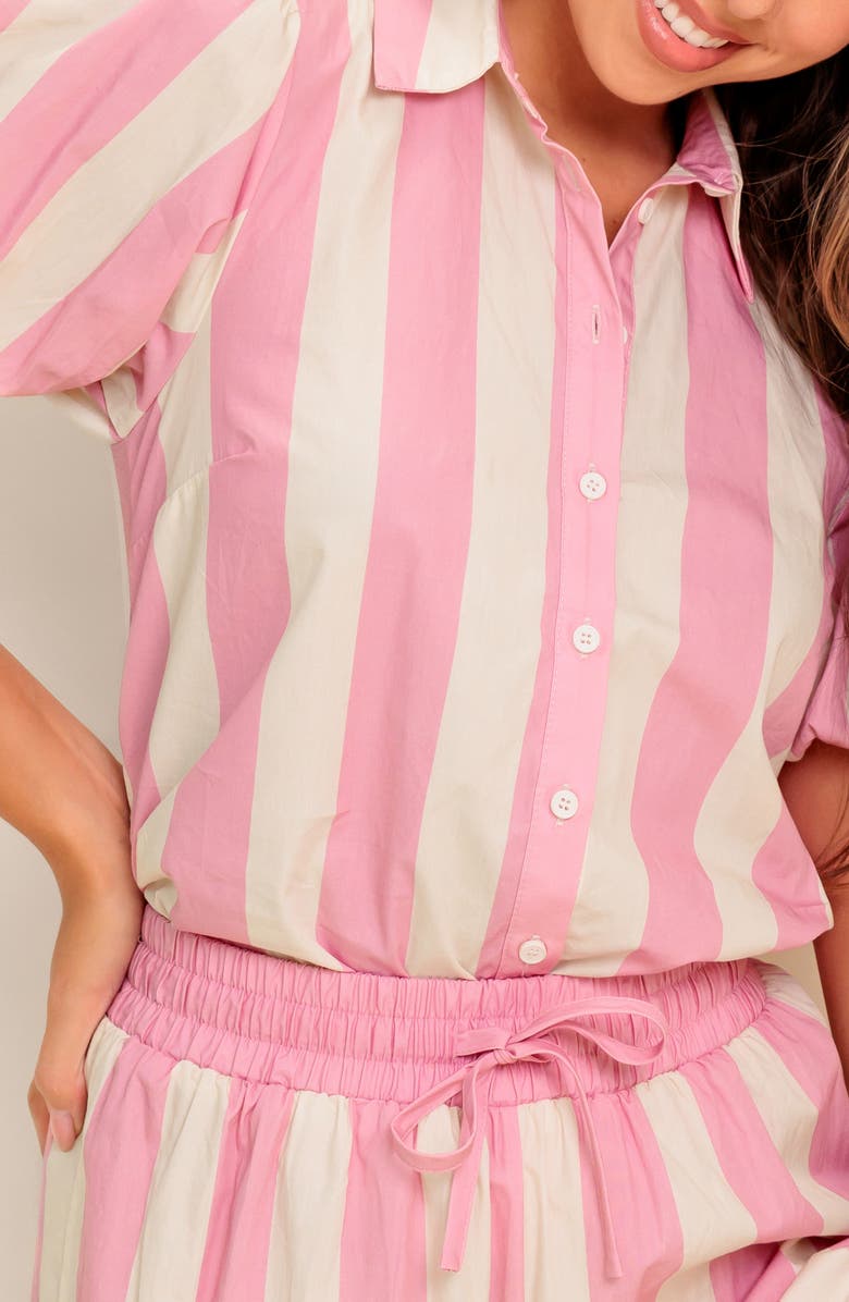 FLYING TOMATO Woven Top & Pants Set, Alternate, color, Ivory/ Pink