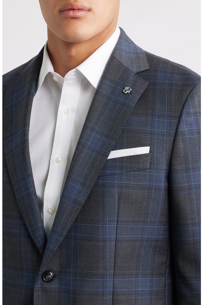 Hutson Check Virgin Wool Sport Coat, Alternate, color, DARK BLUE