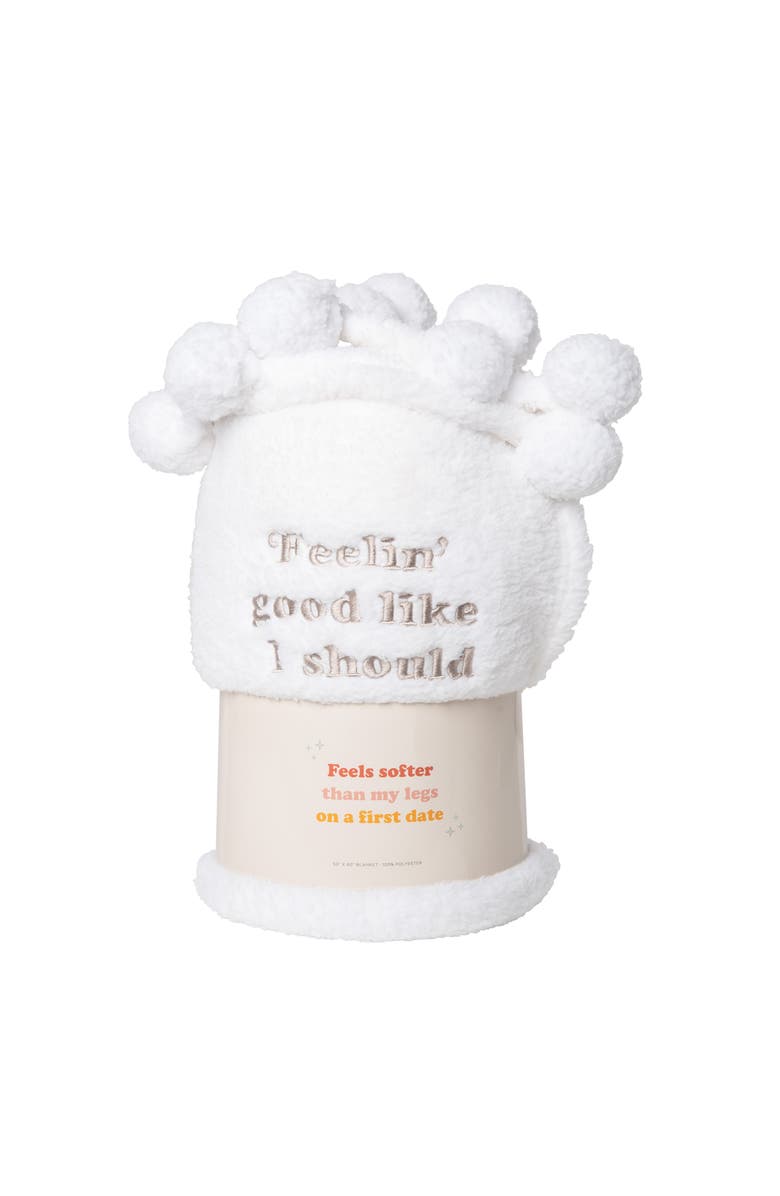 Totalee Gift Feelin Good Like I Should Blanket Polyester White, Main, color, White