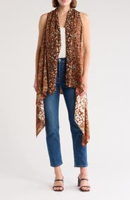 La Fiorentina Cheetah Print Sleeveless Cardigan