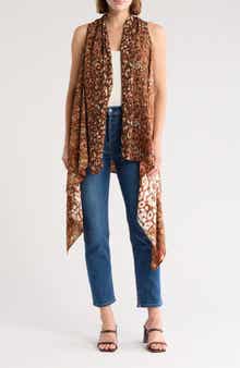 La Fiorentina Cheetah Print Sleeveless Cardigan