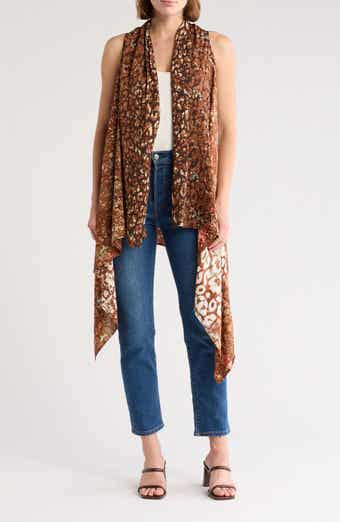 La Fiorentina Cheetah Print Sleeveless Cardigan