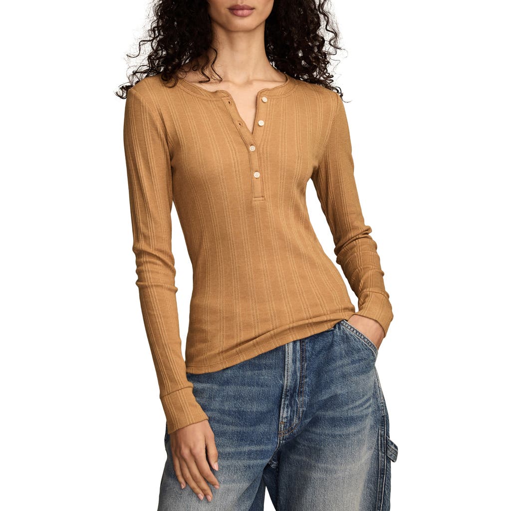 Lucky Brand Ribbed Henley In Brown