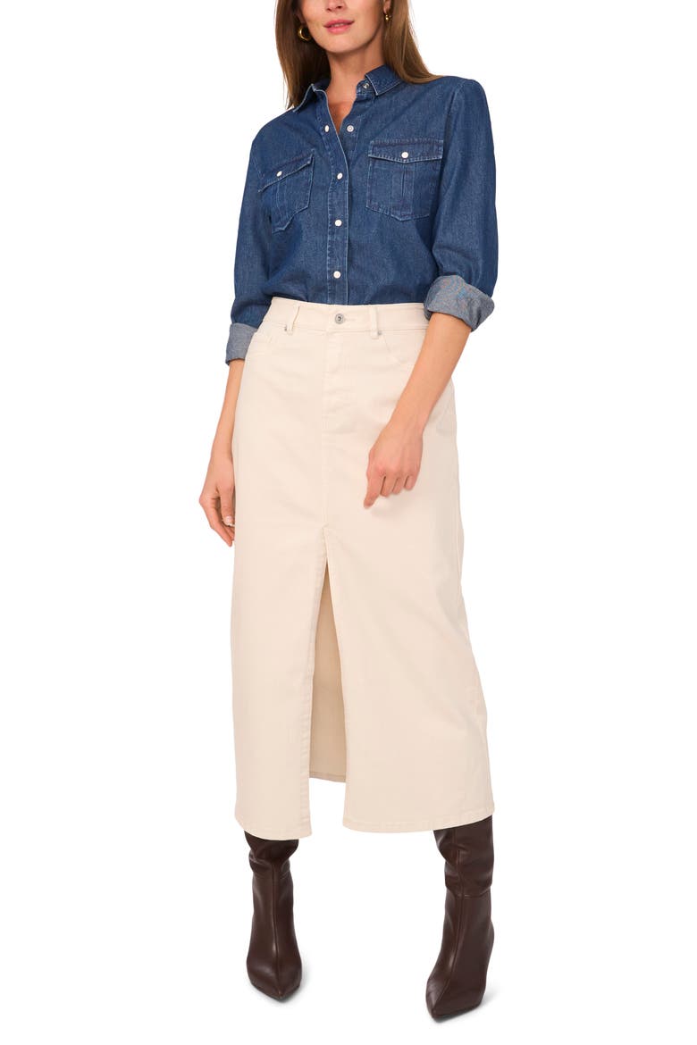 Denim Button-Up Shirt, Alternate, color, NAVY YARD