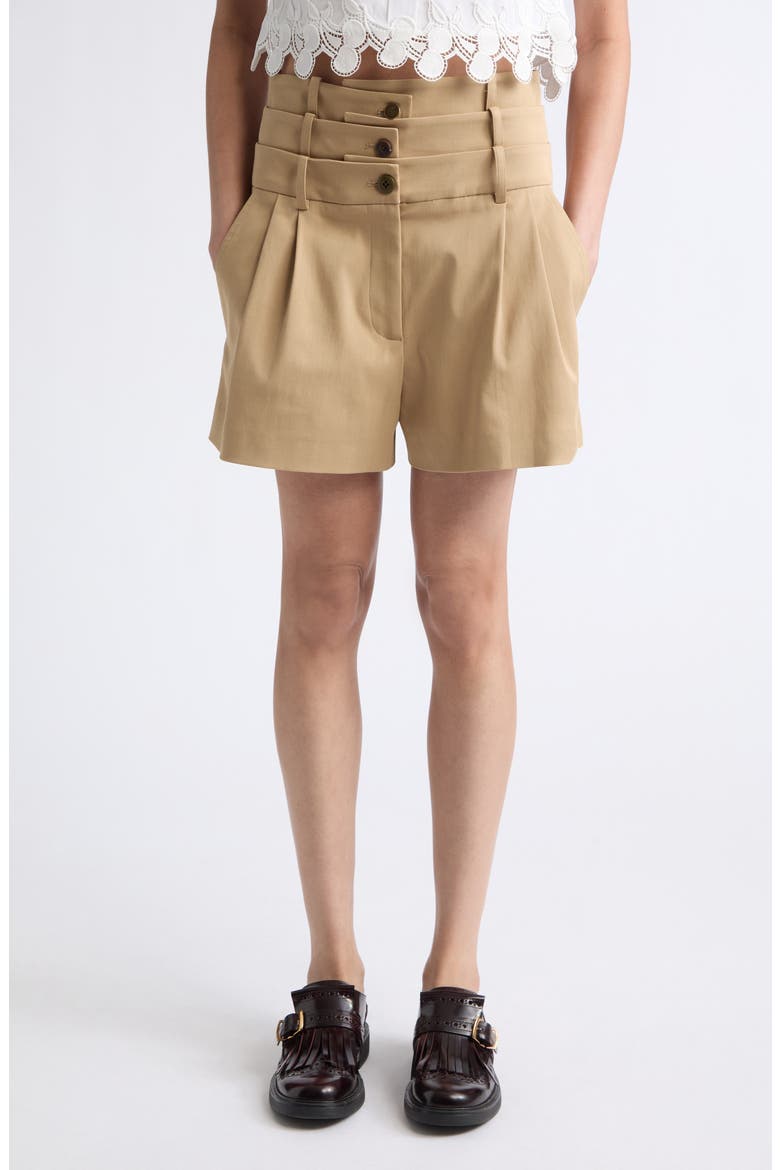 Triple Waistband Wide Leg Shorts, Main, color, KHAKI