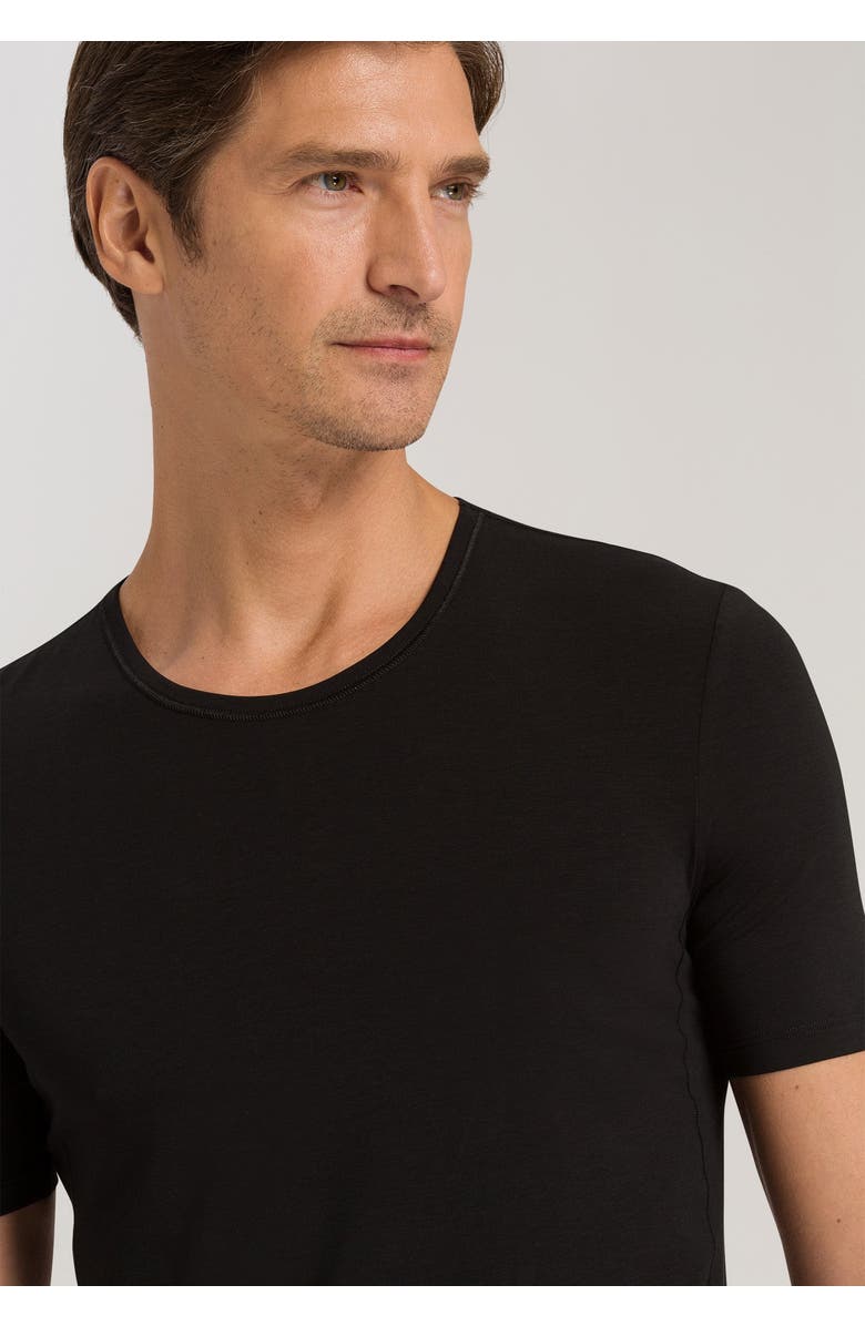Hanro Natural Function TENCEL<sup>™</sup> and Cotton Fitted Crew Neck T-Shirt, Alternate, color, Deep Black