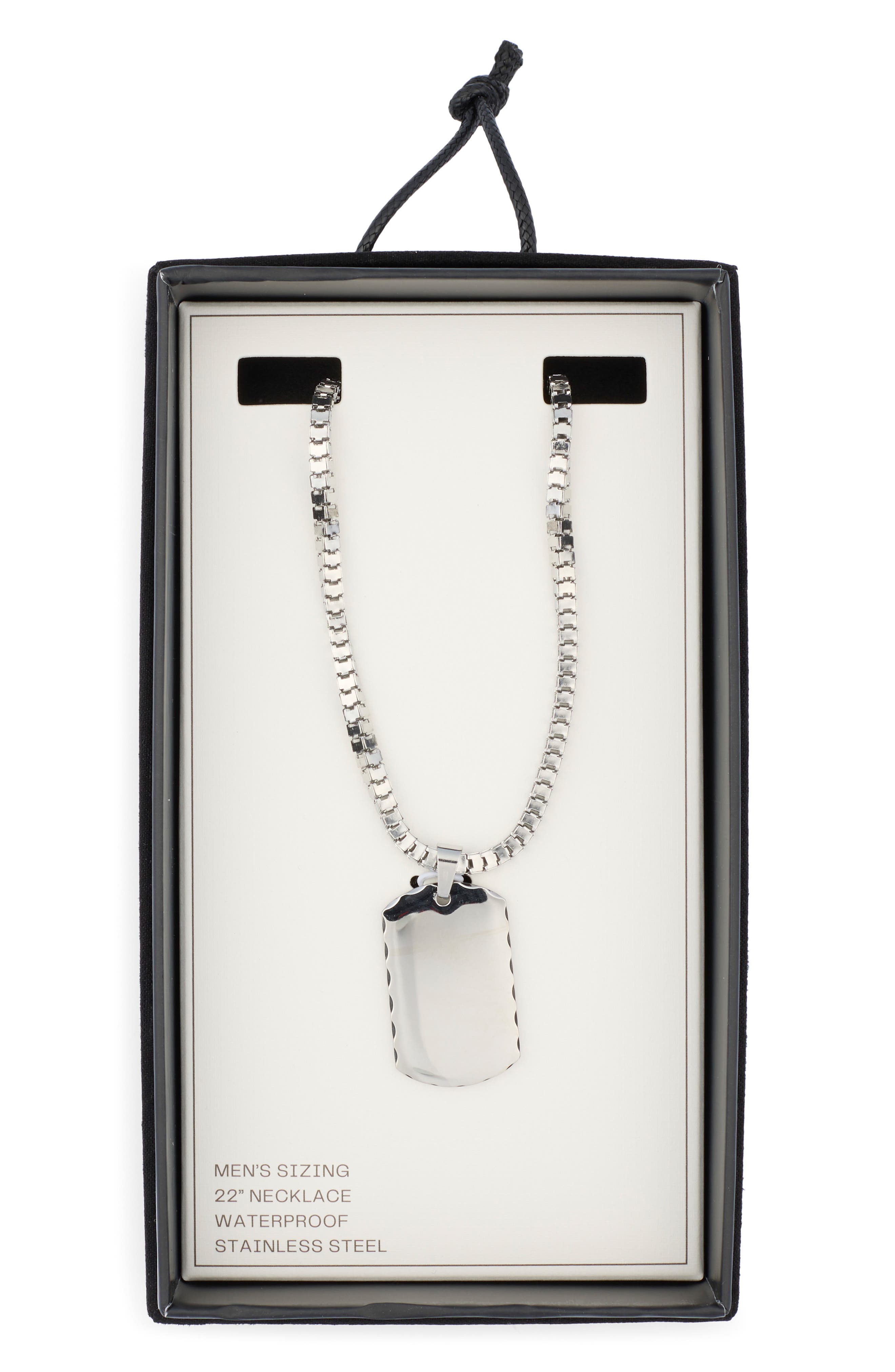 NORDSTROM RACK Men's Stainless Steel Dog Tag Pendant Necklace