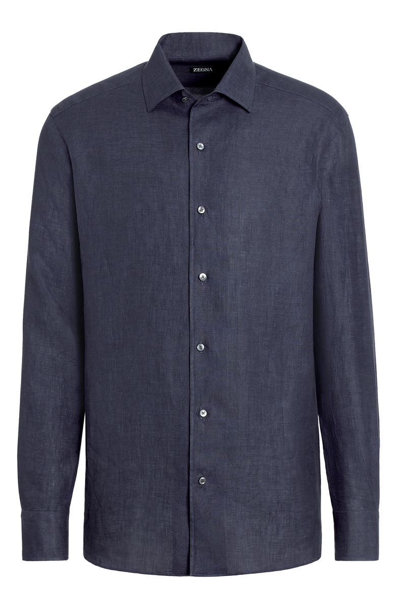 ZEGNA Luxury Linen Button-Up Shirt, Alternate, color, 