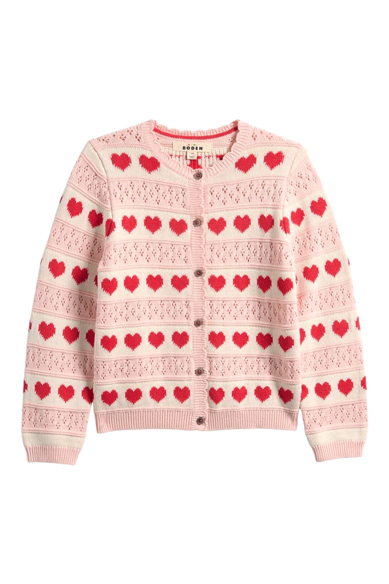 Kids' Jacquard Cotton Cardigan, Main, color, PEACH SKIN