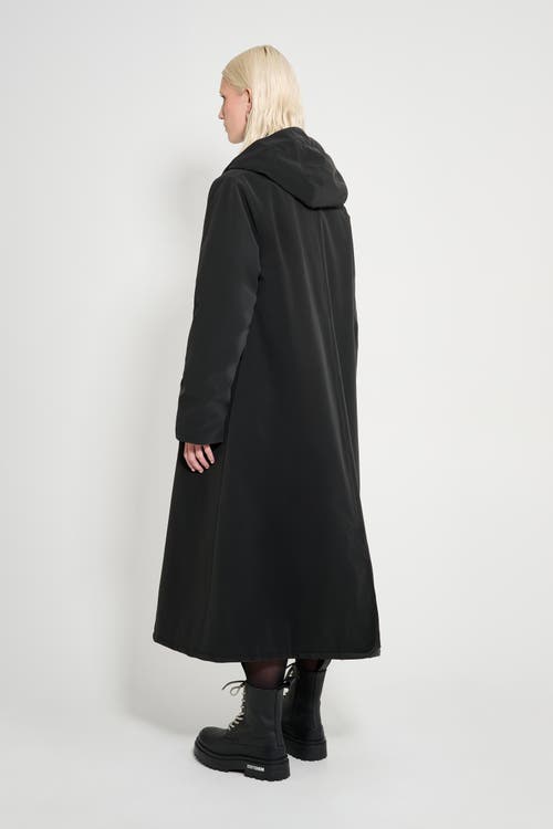Stutterheim Mosebacke Long Matte Winter Coat In Black
