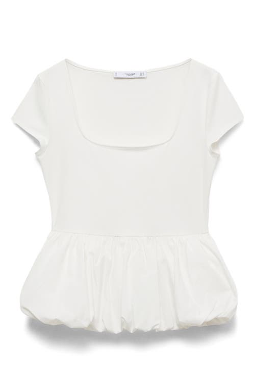 Mango Short Sleeve Peplum Top In White