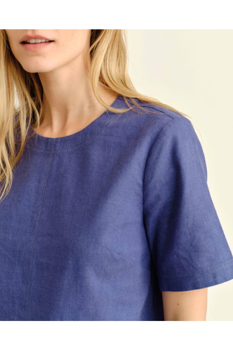 Chloe Linen Top, Alternate, color, Coastal Indigo