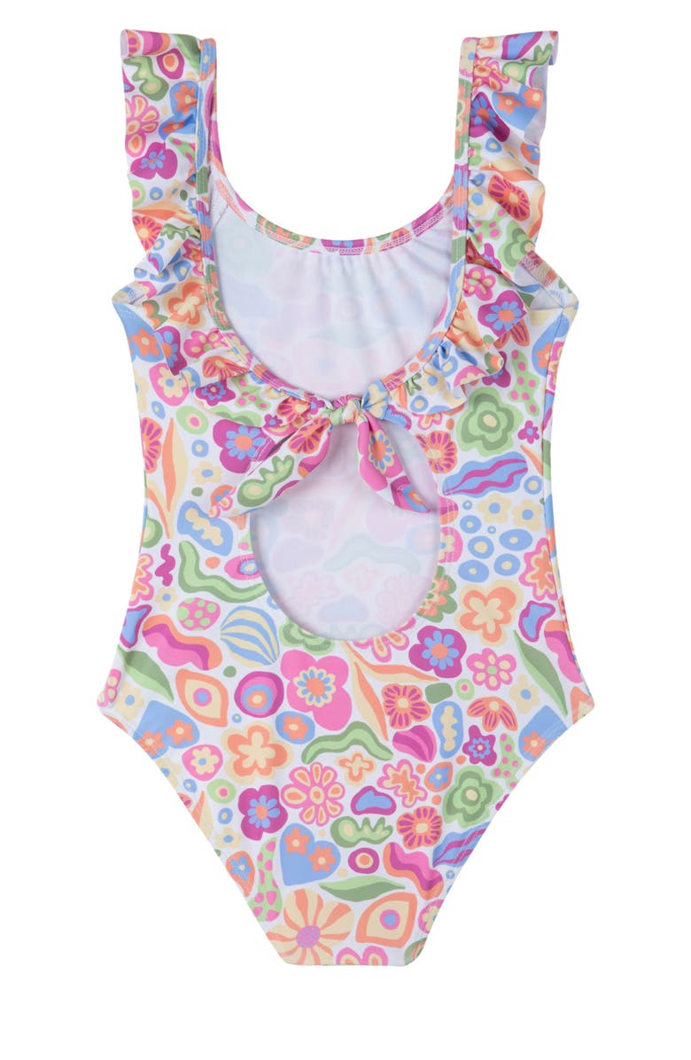 Gottex Kids Under the Sea Square Neck Ruffle One Piece, Alternate, color, Multi