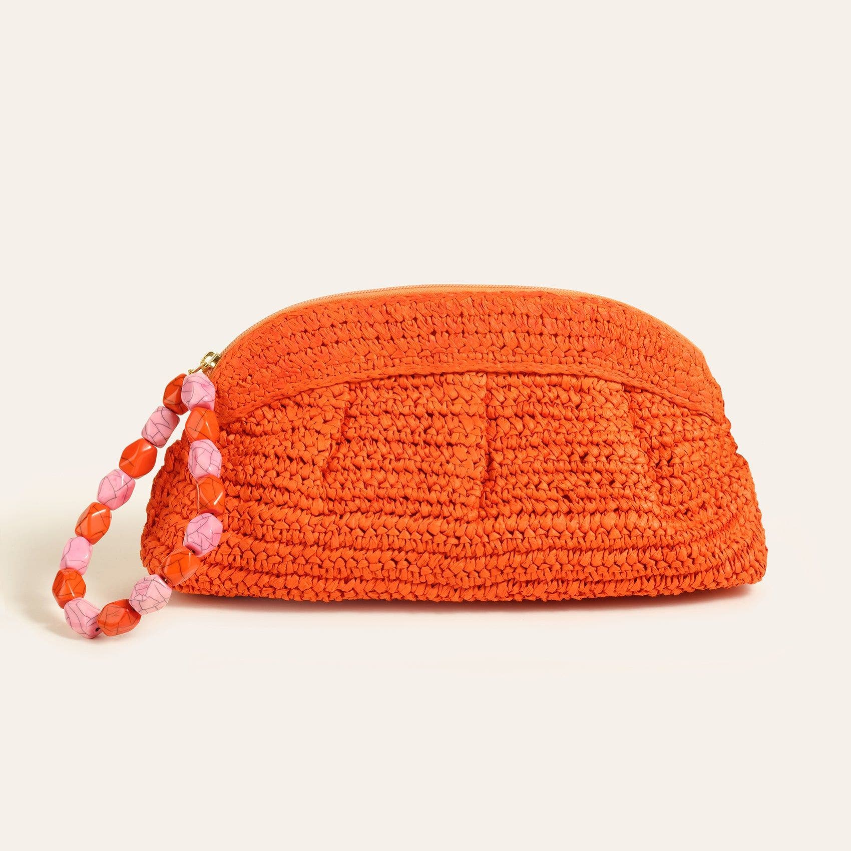 Zsa Zsa Zsu Delhi 100% Raffia Clutch Bag 13 x7 In, Main, color, Orange