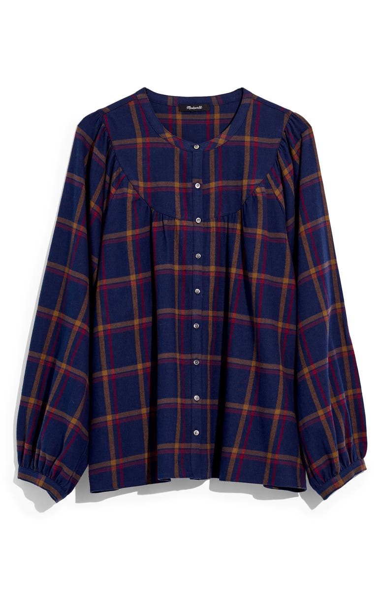 Madewell Kingham Plaid Flannel Balloon Sleeve Top, Alternate, color, 