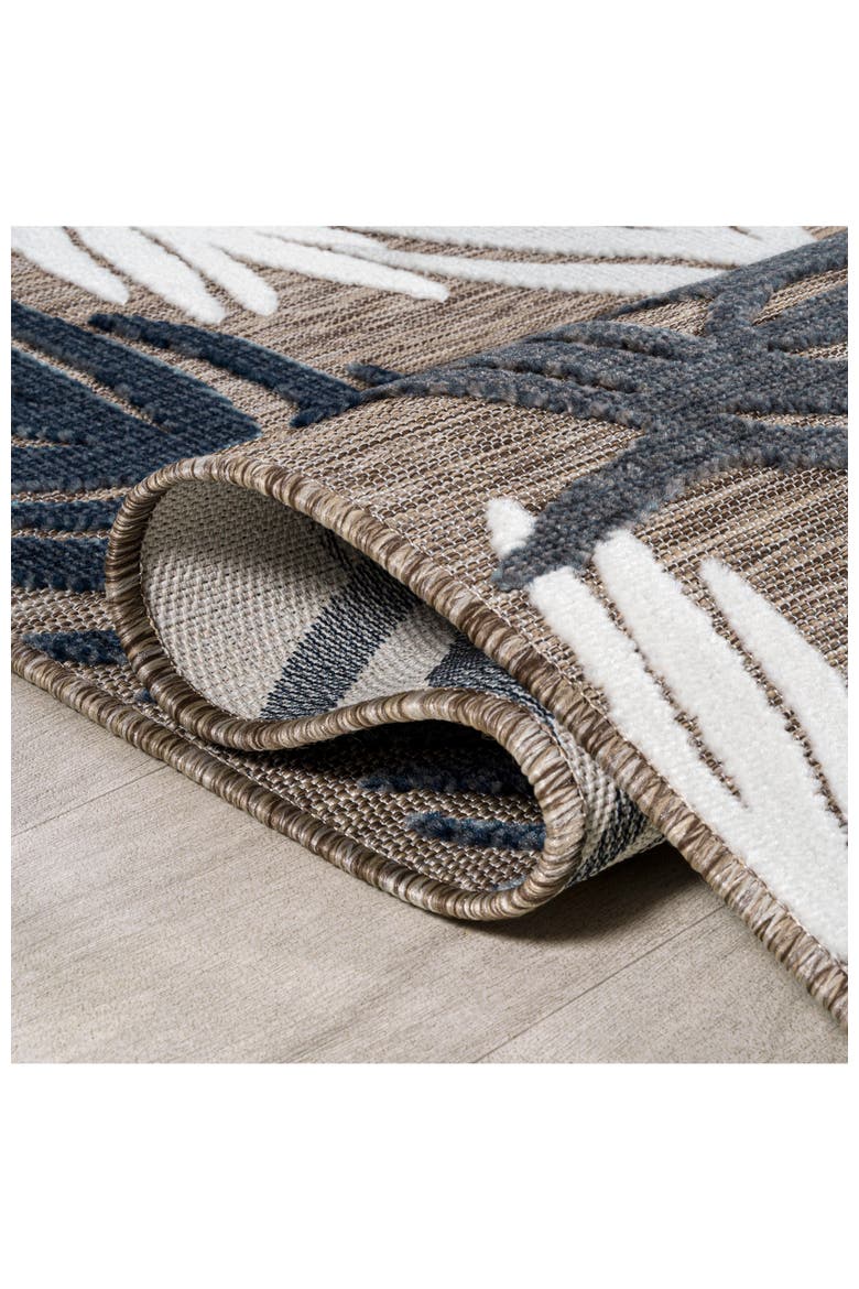 Montego High-Low Tropical Palm Indoor/Outdoor Area Rug, Alternate, color, Brown/Navy/Ivory