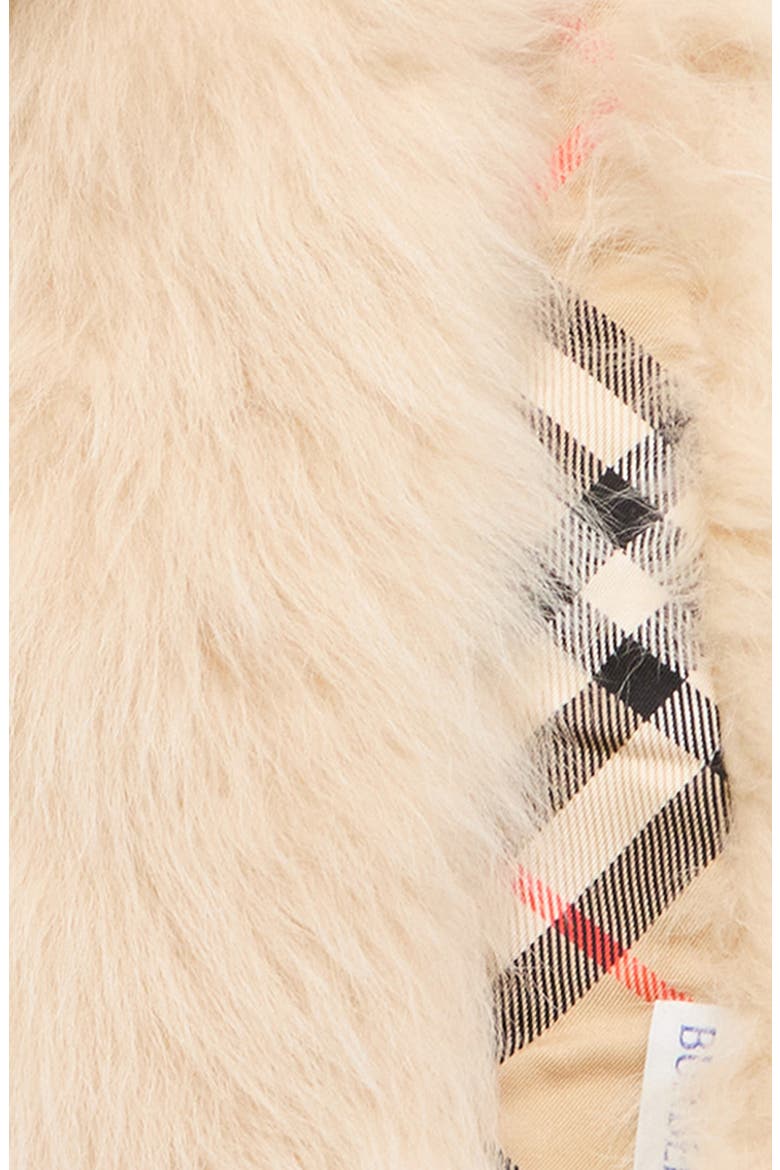 Genuine Shearling & Silk Skinny Scarf, Alternate, color, SAND