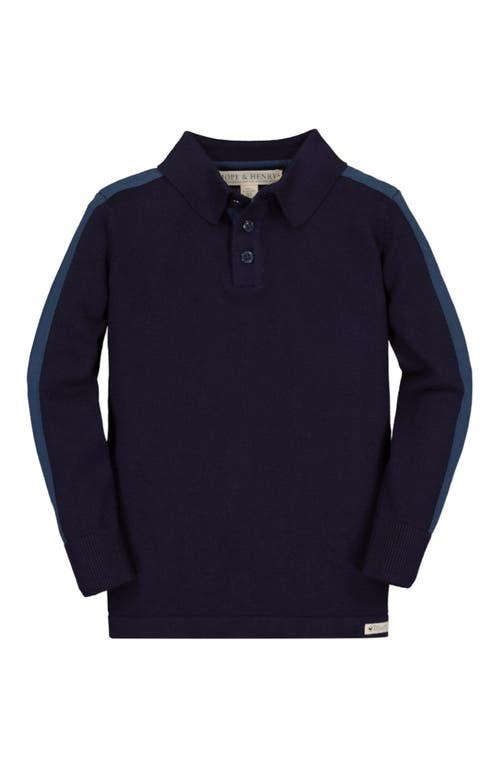 Hope & Henry Baby Boys' Long Sleeve Sweater Polo, Infant in Blue  product