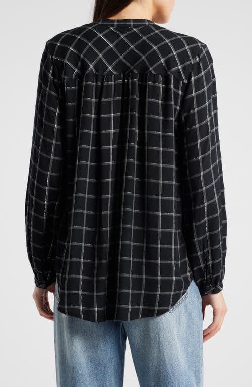 RAILS RAILS ELOISE METALLIC WINDOWPANE BAND COLLAR BUTTON-UP SHIRT