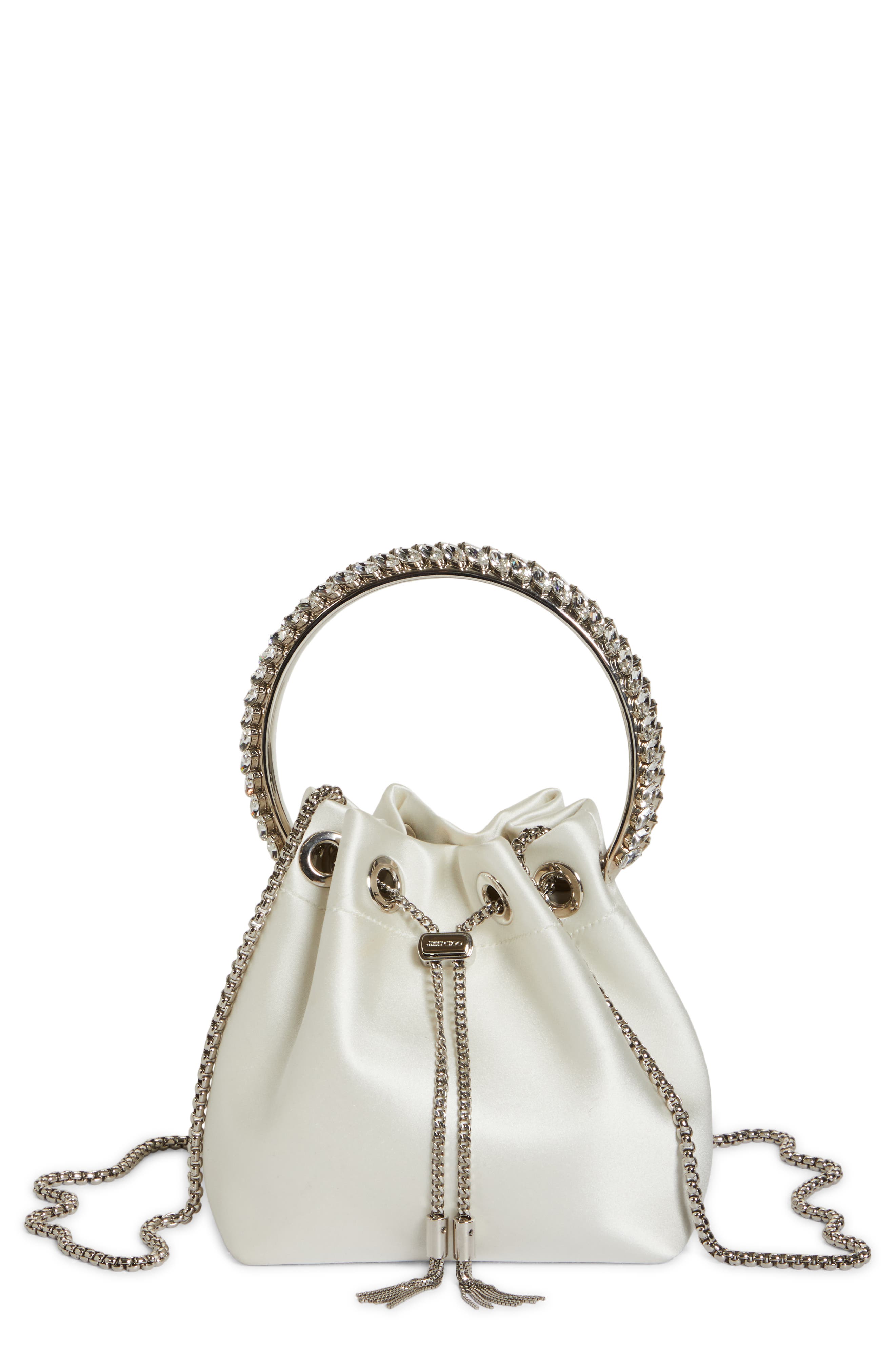 Bon Bon Crystal Top Handle Bucket Bag, Main, color, IVORY/ CRYSTAL